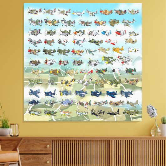 creëer uw eigen vliegtuigcaricatuur canvas afdruk (Insitu (Woonkamer))