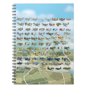 creëer uw eigen vliegtuigcaricatuur notitieboek