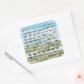 creëer uw eigen vliegtuigcaricatuur vierkante sticker (Envelop)