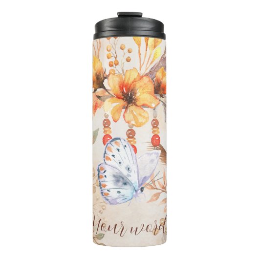 Creëer Uw eigen vlinder & bloemen Thermosbeker (Voorkant)