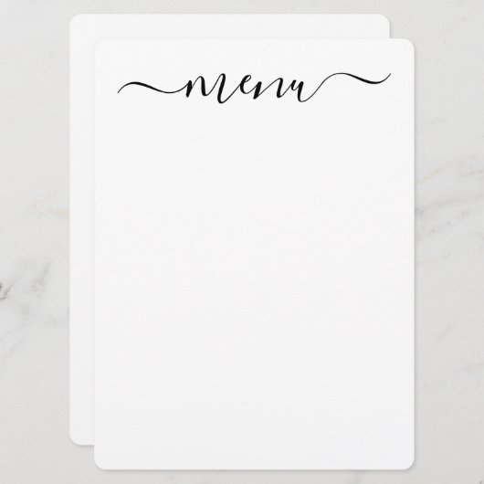 Creëer uw eigen volledig Gepersonaliseerd wit Menu (Voorkant / Achterkant)