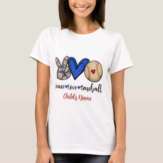 Creëer Uw Eigen Vrede Liefde & Honkbal T-shirt (Voorkant)