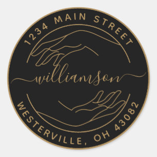 Creëer Uw Eigen Vrouw Hands Rond Terugkeeradres C Ronde Sticker