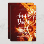 Creëer uw eigen vuur bloem bruiloft kaart (Voorkant / Achterkant)