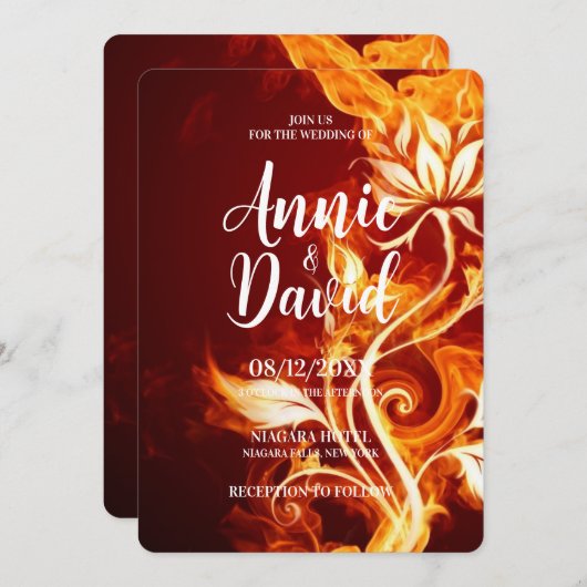 Creëer uw eigen vuur bloem bruiloft kaart (Voorkant / Achterkant)