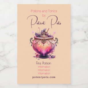 Creëer Uw Eigen Vuurdrankje Cauldron Apothecary Voedselcontainer Etiket