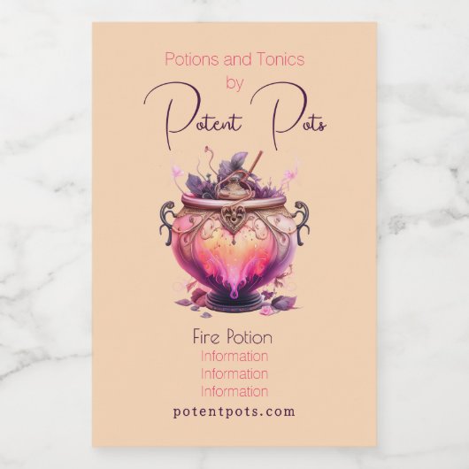 Creëer Uw Eigen Vuurdrankje Cauldron Apothecary Voedselcontainer Etiket (Enkel label)