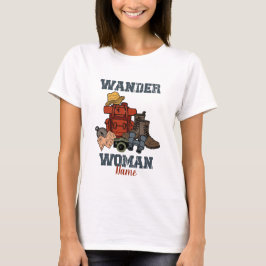 Creëer Uw Eigen Wander Vrouw Camping T-shirt