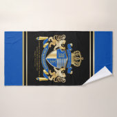 Creëer uw eigen wapenkat blauw goudleeuwen badhanddoek (Badhanddoek)