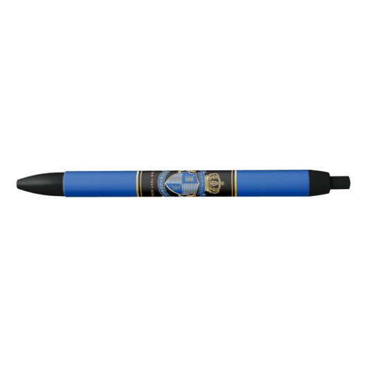 Creëer uw eigen wapenkat blauw goudleeuwen blauwe inkt pen (Voorkant)