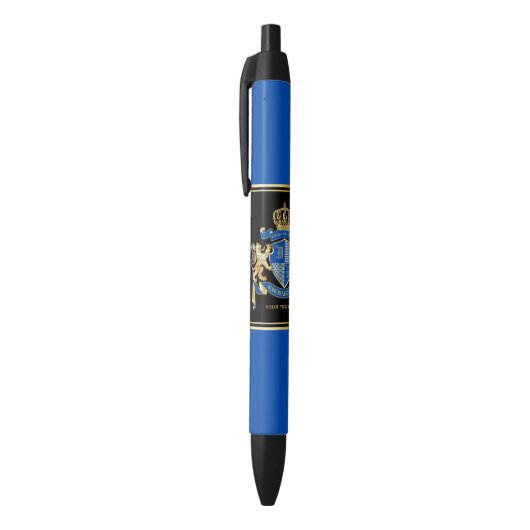 Creëer uw eigen wapenkat blauw goudleeuwen blauwe inkt pen (Top (Verticaal))