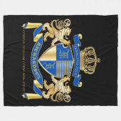 Creëer uw eigen wapenkat blauw goudleeuwen fleece deken (Voorkant (Horizontaal))