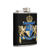 Creëer uw eigen wapenkat blauw goudleeuwen heupfles (Rechts)