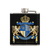 Creëer uw eigen wapenkat blauw goudleeuwen heupfles (Achterkant)