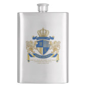 Creëer uw eigen wapenkat blauw goudleeuwen heupfles (Voorkant)