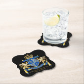 Creëer uw eigen wapenkat blauw goudleeuwen kartonnen onderzetters (Insitu)