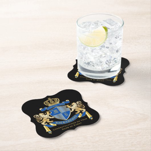 Creëer uw eigen wapenkat blauw goudleeuwen kartonnen onderzetters (Insitu)