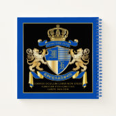 Creëer uw eigen wapenkat blauw goudleeuwen notitieboek (Achterkant)