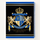 Creëer uw eigen wapenkat blauw goudleeuwen notitieboek (Achterkant)