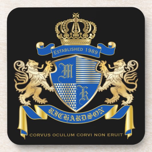 Creëer uw eigen wapenkat blauw goudleeuwen onderzetter (Voorkant)