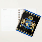 Creëer uw eigen wapenkat blauw goudleeuwen planner (Display)