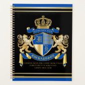 Creëer uw eigen wapenkat blauw goudleeuwen planner (Voorkant)