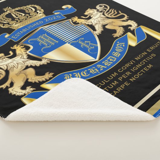 Creëer uw eigen wapenkat blauw goudleeuwen sherpa deken (3/4)