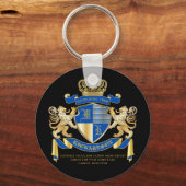 Creëer uw eigen wapenkat blauw goudleeuwen sleutelhanger (Voorkant)