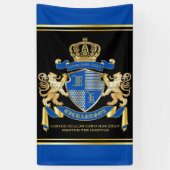 Creëer uw eigen wapenkat blauw goudleeuwen spandoek (Verticaal)
