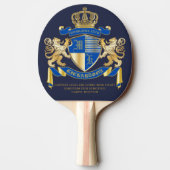 Creëer uw eigen wapenkat blauw goudleeuwen tafeltennisbatje (Achterkant)