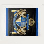 Creëer uw eigen wapenkat blauw goudleeuwen wandkleed (Voorkant (horizontaal))