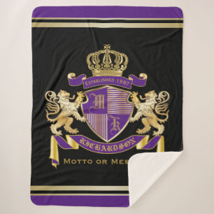 Creëer Uw eigen wapenschild - Monogram kroonemble Sherpa Deken