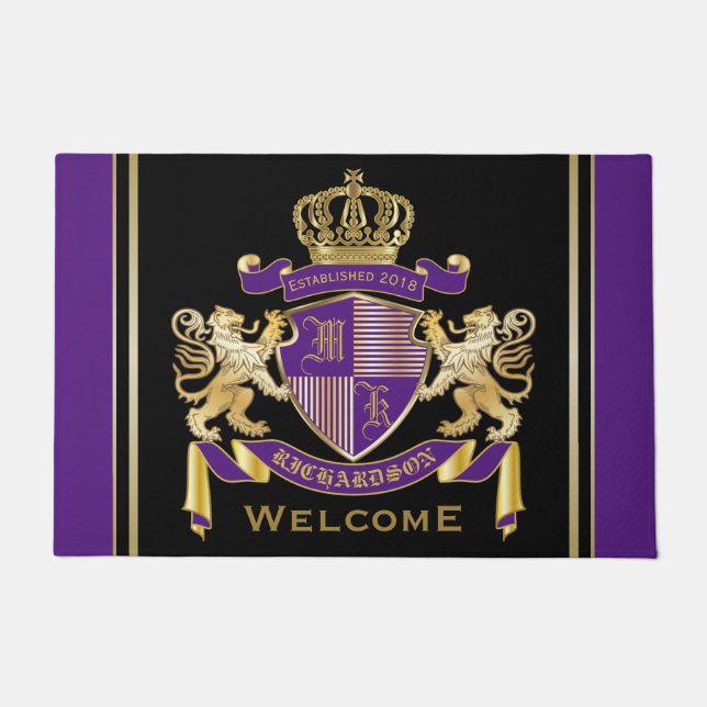 Creëer Uw eigen wapenschild - Monogram lonembleem Deurmat (Voorkant)