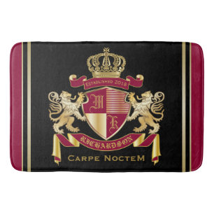 Creëer Uw eigen wapenschild Red Gold Lion Emblem Badmat