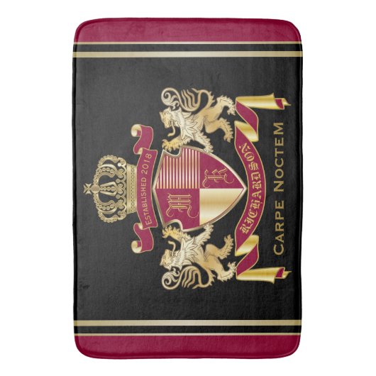 Creëer Uw eigen wapenschild Red Gold Lion Emblem Badmat (Voorkant Verticaal)