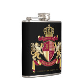 Creëer Uw eigen wapenschild Red Gold Lion Emblem Heupfles (Rechts)