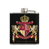 Creëer Uw eigen wapenschild Red Gold Lion Emblem Heupfles (Achterkant)