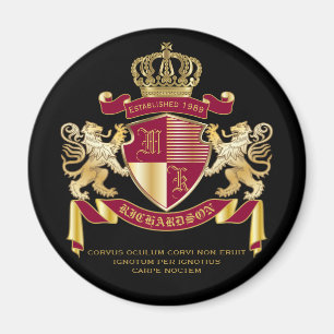 Creëer Uw eigen wapenschild Red Gold Lion Emblem Magneet
