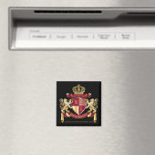 Creëer Uw eigen wapenschild Red Gold Lion Emblem Magneet (Insitu (Vaatwasser))