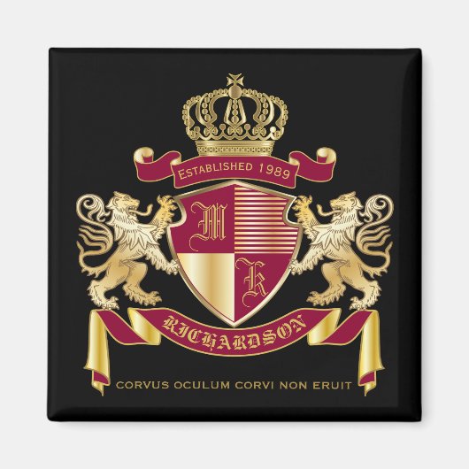 Creëer Uw eigen wapenschild Red Gold Lion Emblem Magneet (Voorkant)