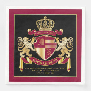 Creëer Uw eigen wapenschild Red Gold Lion Emblem Servet