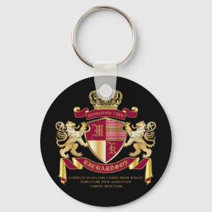 Creëer Uw eigen wapenschild Red Gold Lion Emblem Sleutelhanger