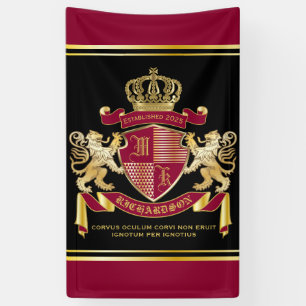 Creëer Uw eigen wapenschild Red Gold Lion Emblem Spandoek