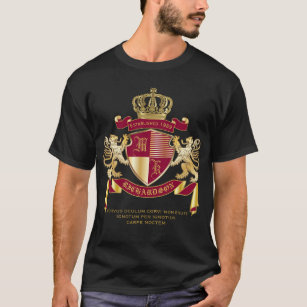 Creëer Uw eigen wapenschild Red Gold Lion Emblem T-shirt