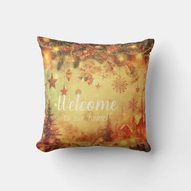 Creëer uw eigen warme kerstdorp kussen (Voorkant)
