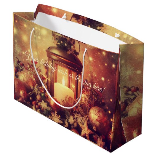 Creëer uw eigen warme kerstlantaarn groot cadeauzakje (Achterkant Gekanteld)