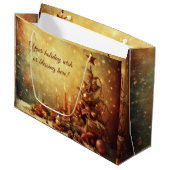 Creëer uw eigen warme vintage kerstboom groot cadeauzakje (Voorkant Gekanteld)