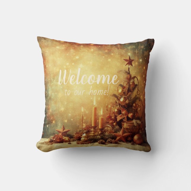 Creëer uw eigen warme vintage kerstboom kussen (Voorkant)