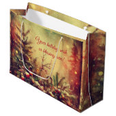 Creëer uw eigen warme vintage kerstdennen groot cadeauzakje (Voorkant Gekanteld)