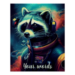 Creëer Uw eigen wasbeer in de ruimte Astronaut Perfect Poster